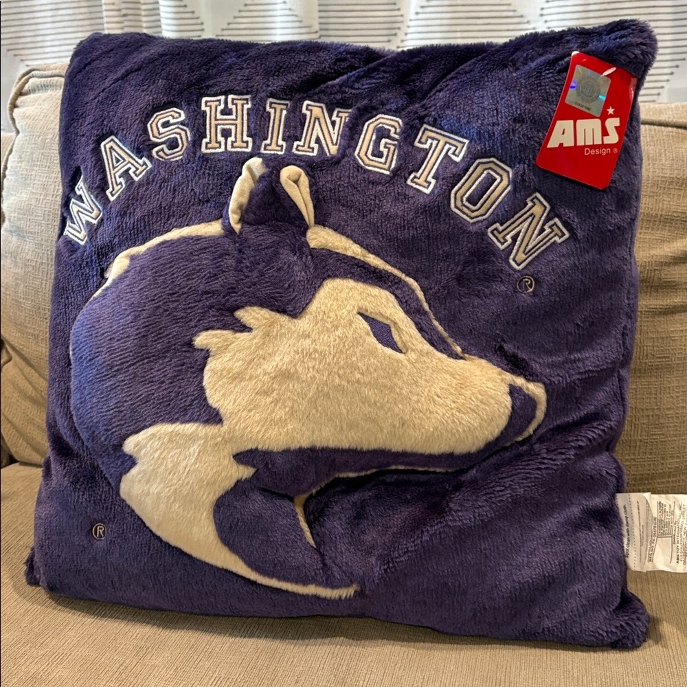 University of Washington Huskies plush pillow NEW